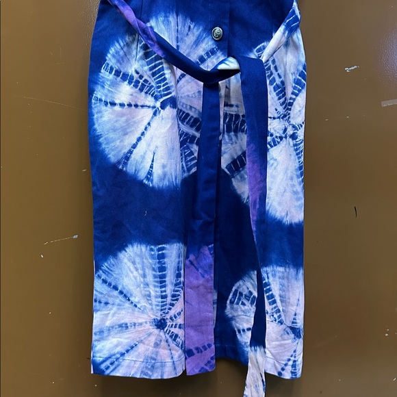 BUSAYO Kuti Tie Belt Button Front Denim Midi Dress Size Large - Picture 5 of 10